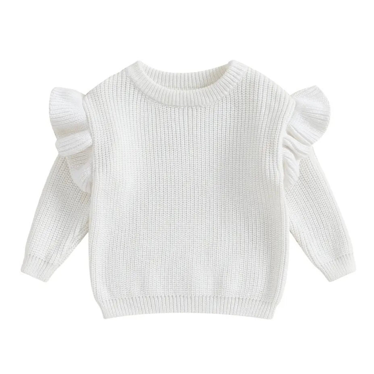 Flutter Sleeve Knit Sweater ~ White