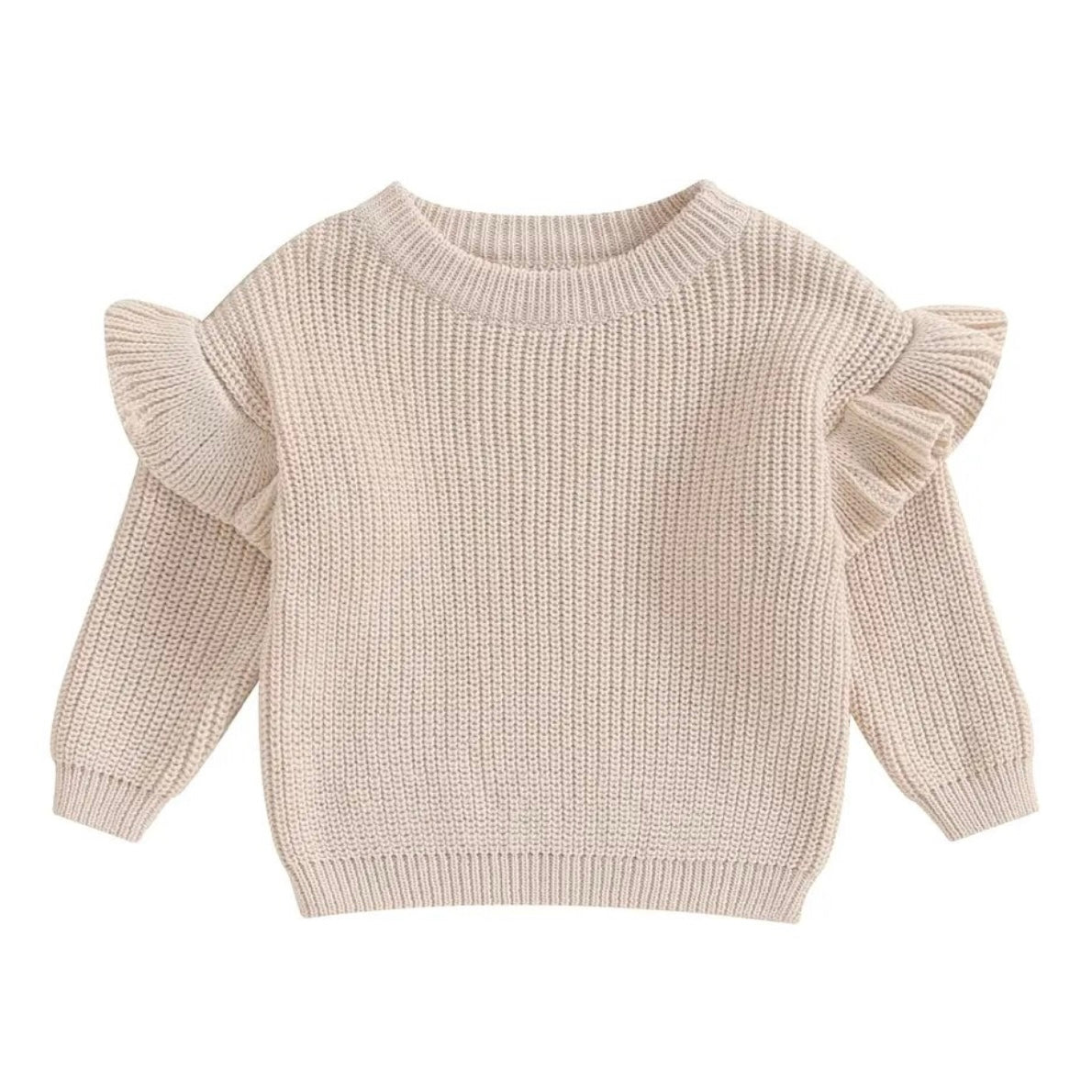 Flutter Sleeve Knit Sweater ~ Tan