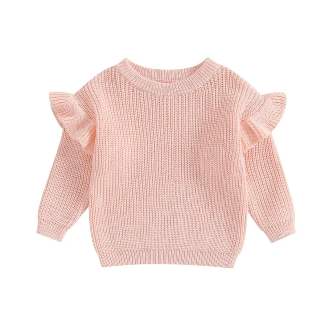 Flutter Sleeve Knit Sweater ~ Light Pink
