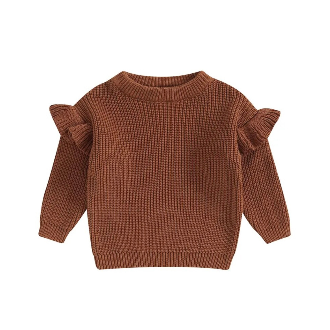 Flutter Sleeve Knit Sweater ~ Brown