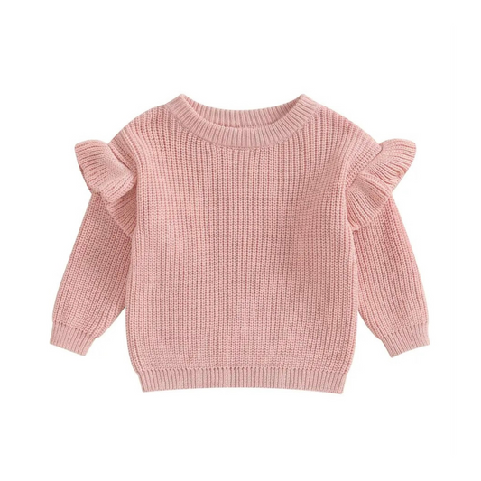 Flutter Sleeve Knit Sweater ~ Pink